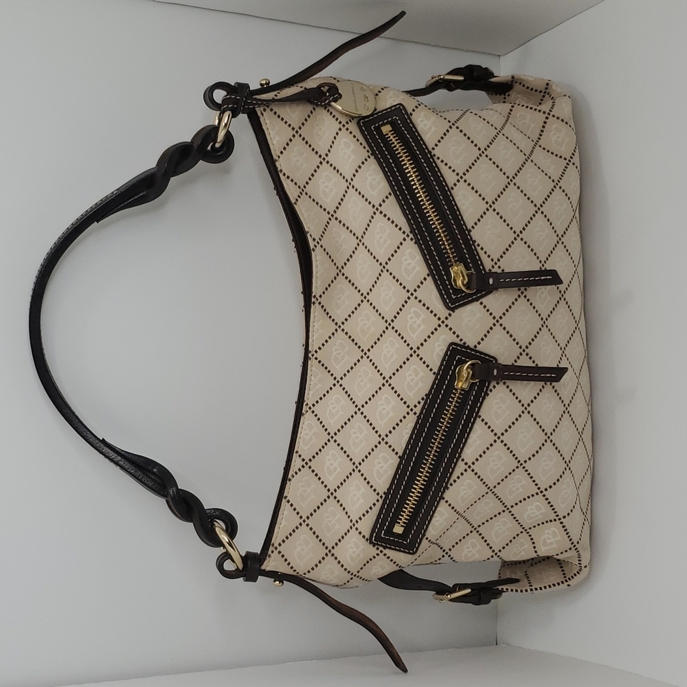 Dooney & Bourke Monogram Women Handbag, Medium, Light Beige and brown